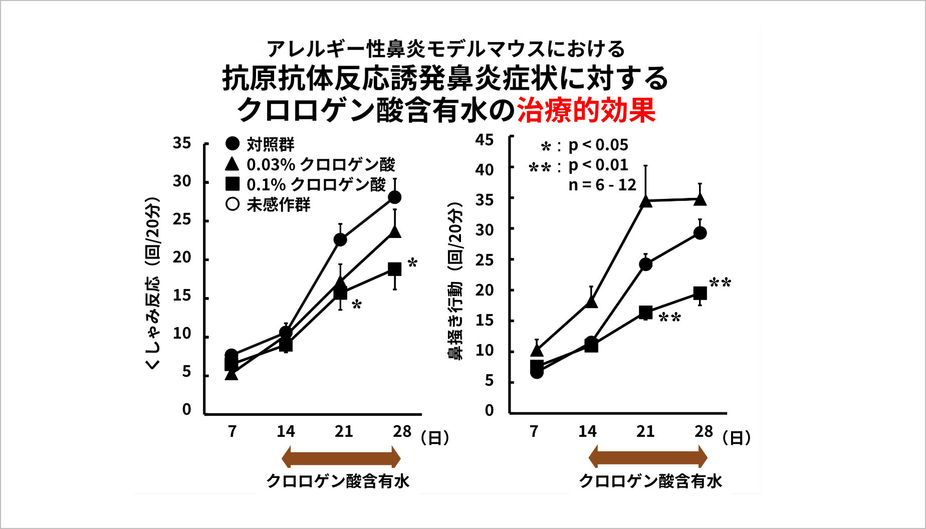 アレルギー性鼻炎モデルマウスにおけるクロロゲン酸含有水の「治療的効果」